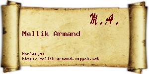 Mellik Armand névjegykártya